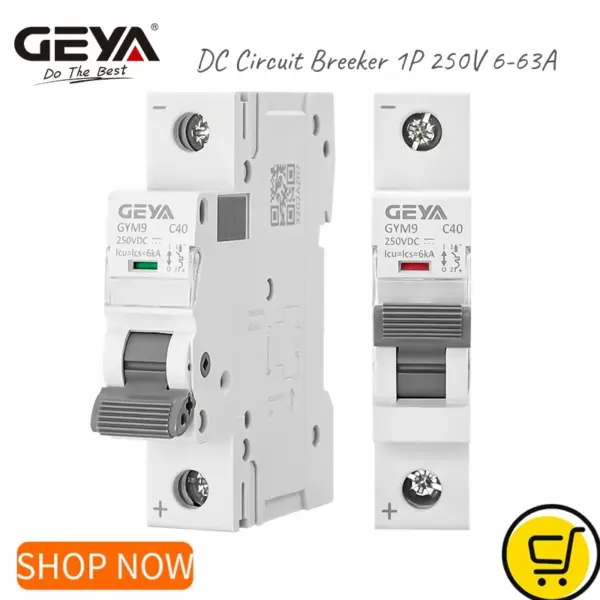 GEYA Din Rail DC MCB 6KA 1P 250V Mini Circuit Breaker DC 6A 10A 16A 20A 25A 32A 40A 50A 63A