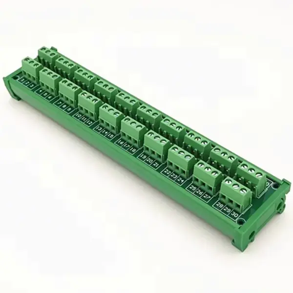 DIN Rail Mount 15A/300V 10x3Position Screw Terminal Block Distribution Module Connector Breakout Board.