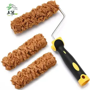 A05E-Paint Roller Kit 3 Pcs Texture Sponge Paint Rollers 6 Inch Texture Pattern Roller Brush Tool With Roller Frame