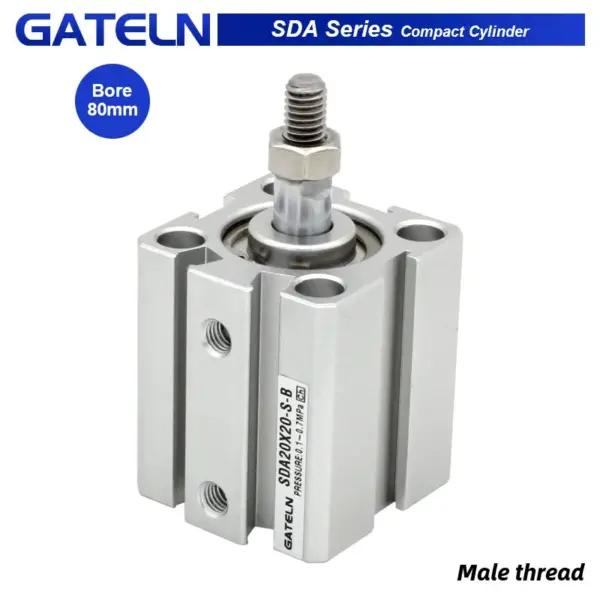 SDA80-B air pneumatic cylinder double acting compact cylinder male thread
