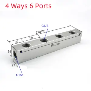 27x36mm 2-10 Ways 4-12 Ports 1/2" BSP Female Thread Aluminum AlloyPneumatic Manifold Air Distribution Block Splitter Coupler
