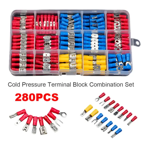 280Pcs Assorted Female Male Crimp Spade Terminals Electrical Wire Crimp Butt Ring Fork Set Male Female Insulated Terminals