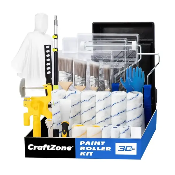 30PCS Paint Roller Kit with Extension Pole-2 to 4 FT,Wall Painting Supplies with Paint Edger Roller Brush 12,House Painting