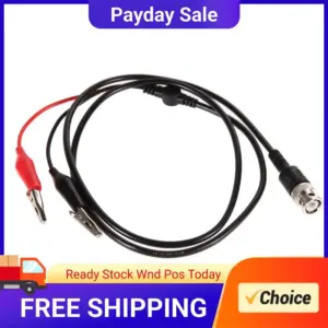 2 Pcs 110cm BNC Q9 To Double Alligator Clip Oscilloscope Test Probe Leads Cables BNC Test Leads Kit for Electrical Working