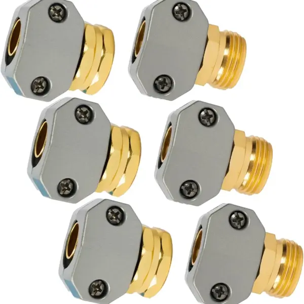 Garden Hose Repair Kit, 3 Sets Aluminum Connectors, Male & Female, Fit 5/8" & 3/4" Hoses