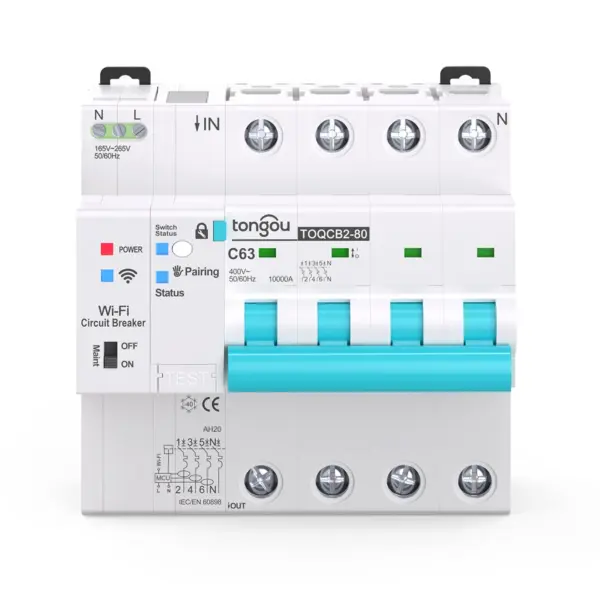Suitable for Tuya App Wifi Circuit Breaker Interruptor Smart Life Timer Voice Remote Control TONGOU WIFI MCB Tuya Smart 4P