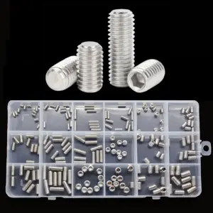 M3 M4 M5 M6 Stainless Steel Allen Hex Hexagon Socket Flat End Grub Headless Bolt Set Screw Assortment Set Kit