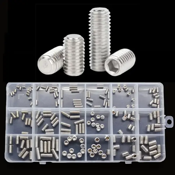 M3 M4 M5 M6 Stainless Steel Allen Hex Hexagon Socket Flat End Grub Headless Bolt Set Screw Assortment Set Kit