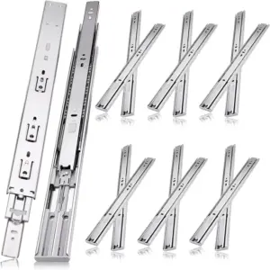 16 inch Drawer Slides 6 Pairs Soft Self Close 3 Fold Full Extension Ball Bearing Cabinet Drawer Glides Side Mount 100 LB