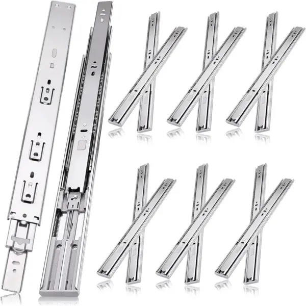 16 inch Drawer Slides 6 Pairs Soft Self Close 3 Fold Full Extension Ball Bearing Cabinet Drawer Glides Side Mount 100 LB