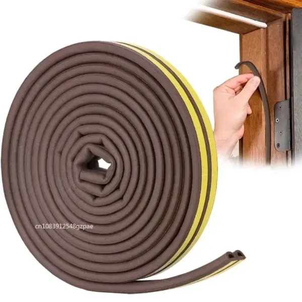 1 Roll 5M Door Window Seal Strip DIEP Self-adhesive Acoustic Foam Sealing Strip Tape Insulation Windproof Rubber Weatherstrip