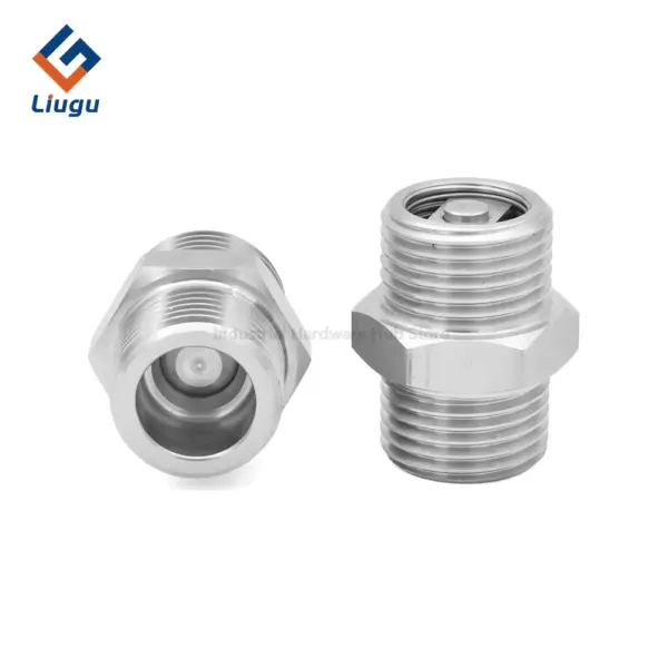 304 Stainless Steel Hex Straight One-Way Check Valve, Double Male Thread Non-Return Valve, 1/4"1/2"3/4" for Water Air Oil Steam