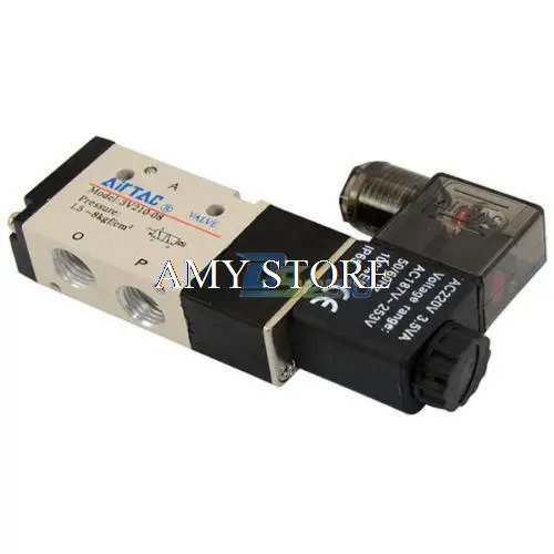 1/4" DC 12V 3 way 2 position Pneumatic Electric Solenoid Valve BSP Air Aluminum