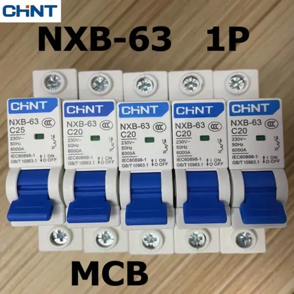 CHINT MCB NXB-63 1P 1A 2A 3A 4A 16A 32A 63A Miniature Circuit Breaker AC 230V DIN Rail Mounting Miniature Household Air Switch