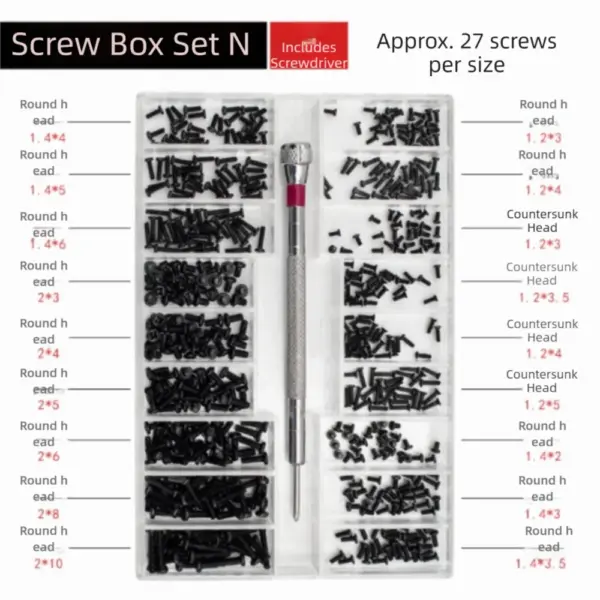 Tool Kit Assorted Mini Screws Set Silver Cross Repair Tool Kit Boxed Micro Screws Watch Repair