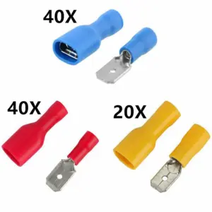 100pcs FDD 1.25-250 MDD1.25-250 Female + Male Spade Insulated Electrical Crimp Terminal Connectors Wiring Cable Plug