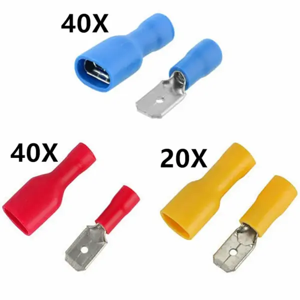 100pcs FDD 1.25-250 MDD1.25-250 Female + Male Spade Insulated Electrical Crimp Terminal Connectors Wiring Cable Plug
