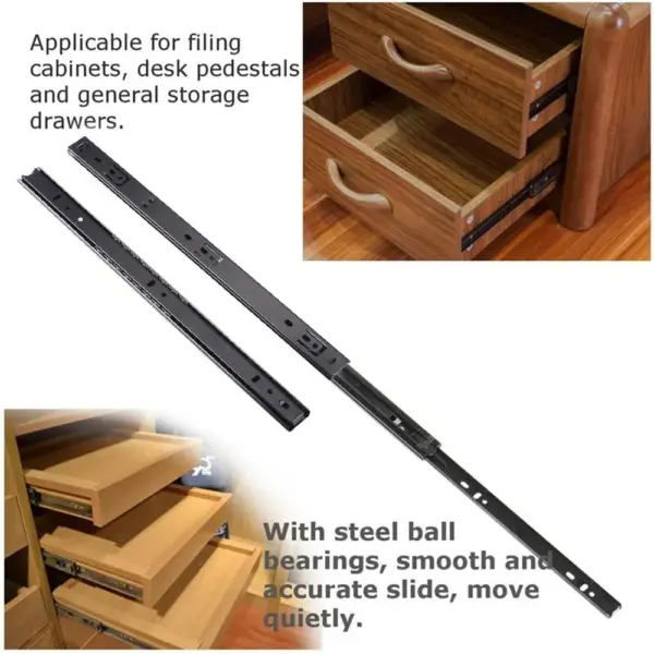 2PCS Smooth Glide Bearing Drawer Slides 10mm Wide Two Way Slide Drawer Rail Hardware Accessories Full Extension Drawer Glides