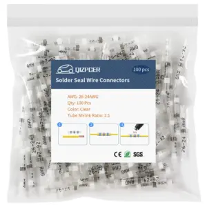 100 Pcs Heat Shrink Solder Seal Wire Connectors, 26-24 AWG Waterproof Butt Splices for Marine, Automotive, Boat, Truck