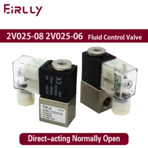 2V025-08 2V025-06 Normally Open 12V 24V 220V 1/4" BSP 2 Way 2 Position Air Solenoid Valve 2V025-08 Pneumatic Control Valve