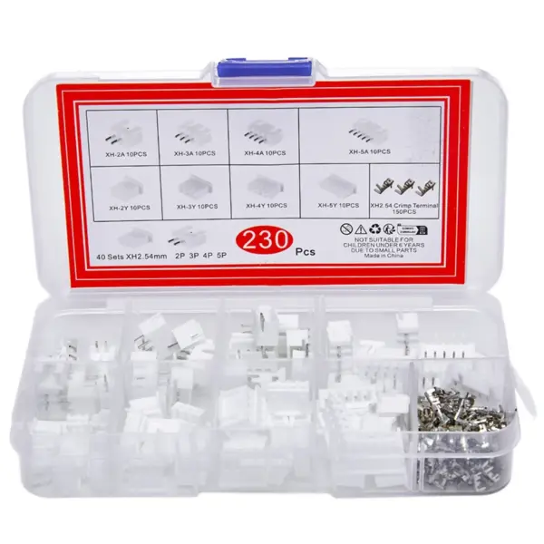 1Box 230Pcs XH2.54 PH2.0 2p 3p 4p 5 Pin 2.54mm 2.0mm Pitch Terminal Kit DIY JST Connector Wire Connectors Adaptor Box Packing