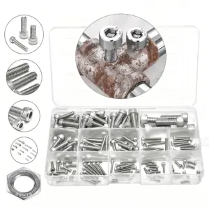 M2 M3 M4 M5 M6 M8 Hexagon Screw Nut Kit Metric 304 Stainless Steel Hex Socket Head Cap Machine Thread Bike Screw Nuts Allen Bolt