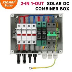 Solar photovoltaic PV Combiner Box With Ground Wire Lightning Protection 2 in 1 out DC 600V Fuse MCB SPD Waterproof Box IP65