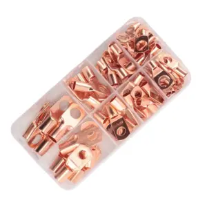 A64Z! 70pcs Wire Lug Connector Ring SC6-25 Copper Connectors Bare Cable Electric Crimp Terminal Connector Kit