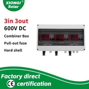 600V Solar DC PV Combiner Box,3 String With Lightning Arrester,3 input 3 out 15A Rated Current Fuse,63A MCB,SPD,IP65 Waterproof