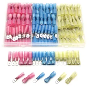 140/220/300PCS Heat Shrink Spade Male & Female Electrical Wire Terminals Insulated Wire Connectors 22-10AWG Splice Kit