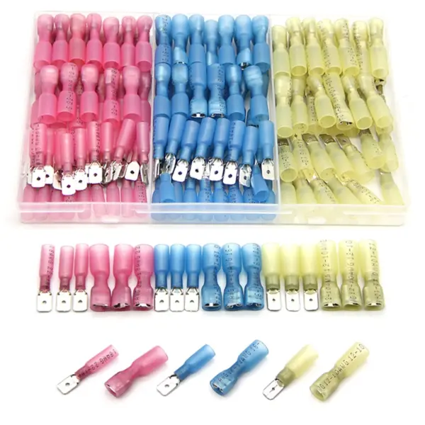 140/220/300PCS Heat Shrink Spade Male & Female Electrical Wire Terminals Insulated Wire Connectors 22-10AWG Splice Kit