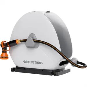 Retractable Heavy Duty Hose Reel, 1/2" x 82FT Automatic Rewind Garden Hose Reel with 360° Swivel Base, Ground Mounted for Lawn,