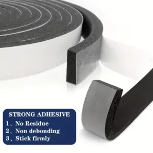 2M PU Sponge Foam Seal Strip Tape Adhesive Anti Collision Soundproof Weather Stripping for Doors Windows Furniture Protection