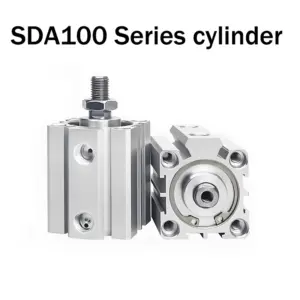 SDA100-S-B Bore 100mm Stroke 5 to 100mm cylinder Female/Male Thread Air Pneumatic Cylinder Double Acting Compact Cylinder