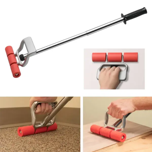 Flooring Seam Press Roller Extendable Rubber Handle Wall Carpet Tile Rolling Tool for Professional Installers