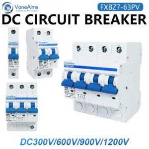 DC 600V 1200V Solar Mini Circuit Breaker 1P 2P 3P 4P Din Rail 6A-63A MCB Overload Protection Switch for PV Photovoltaic System