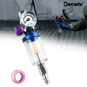 Spray Gun Oil/Water Separator, Air Filter/Pressure Regulator, Household Air Compressor Regulator With EU Adapter, 1/4'' Thread
