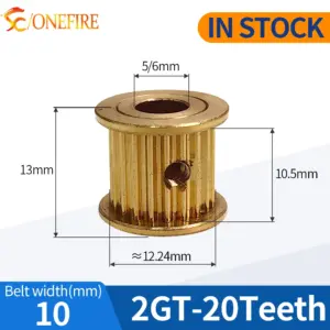 2GT 20 teeth Timing Pulley Bore 5/6mm Belt width 10mm GT2 copper Pulley Transmission Components 3D Printer Parts