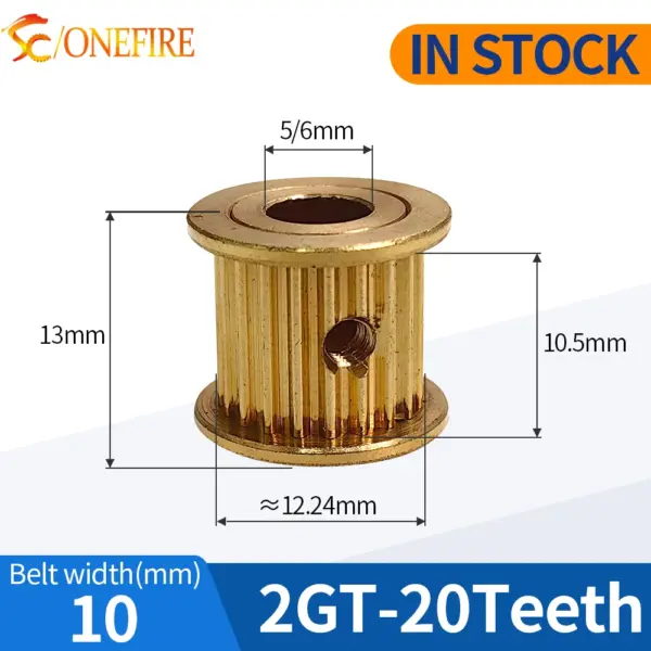 2GT 20 teeth Timing Pulley Bore 5/6mm Belt width 10mm GT2 copper Pulley Transmission Components 3D Printer Parts