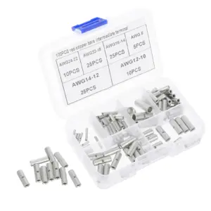 100Pcs Waterproof Heat Shrink Butt Connectors Heat Shrinkable Electrical Crimp Terminals Quick Wiring Repair Kit for Automotive