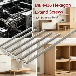 304 Stainless Steel Hex Head Bolts and Nuts with Washers Assortment Kit, M6-M12 High Hardness Corrosion Resistance Screw Set