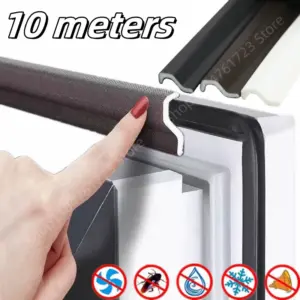 10M New Door Window Sealing Strip S Type for Soundproof Foam Tape Weather Stripping Dustproof Windproof Gap Filler Artifact