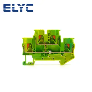 10Pcs PTTB2.5-PE Push-In Ground Double Level 2 Layer Earth Plug PTTB 2.5PE Wire Connector Din Rail Terminal Block PTTB 2.5-PE