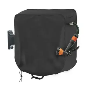 A84X-Square Hose Turntable Cover Wall-Mounted Retractable Hose Reel Cover Waterproof And Sunscreen 420D Durable Easy To Use Blac
