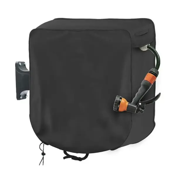 A84X-Square Hose Turntable Cover Wall-Mounted Retractable Hose Reel Cover Waterproof And Sunscreen 420D Durable Easy To Use Blac