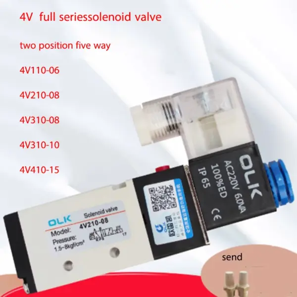 Pneumatic Solenoid Valves 4V210-08 Electrical Control 5 Way 2 Position Air Compressor AC DC 12V 24V 110V 220V 380V  1/4"1/8 3/8