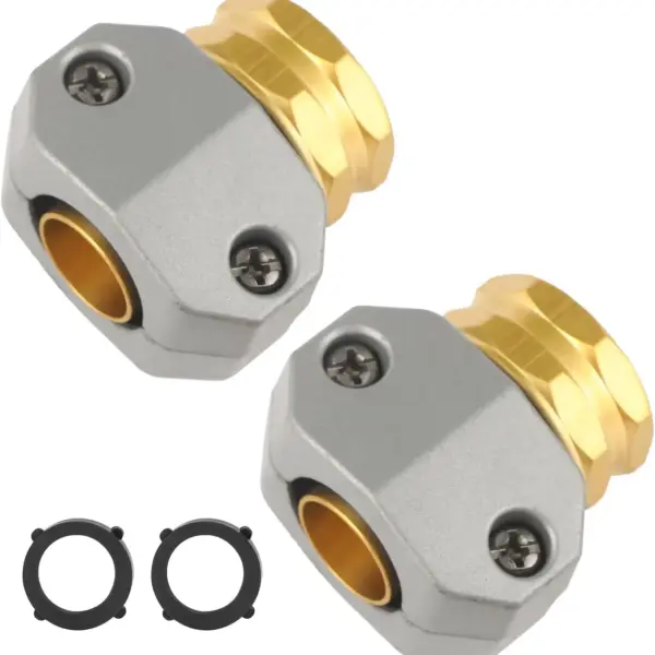 Brass Hose Repair Kit, 2 Pack, Fits 3/4" & 5/8" Hoses, Leak-Proof Connectors