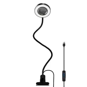 1pc, 5X Magnifying Glass with Light, Clip On LED Magnifying Lamp with Clamp, 3 Modes Dimmable for Reading, Crafts, DIY, Reading.