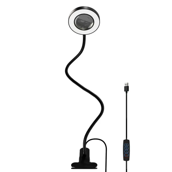 1pc, 5X Magnifying Glass with Light, Clip On LED Magnifying Lamp with Clamp, 3 Modes Dimmable for Reading, Crafts, DIY, Reading.