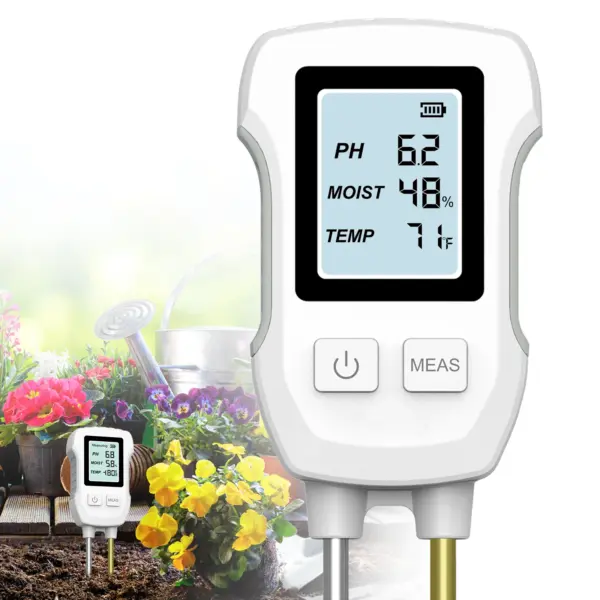 3in1 Soil Tester PH/Moisture/Temp Digital LCD Meter Heat-resistant Metal Sensor Humidity Monitor for Flower Plants Gardening